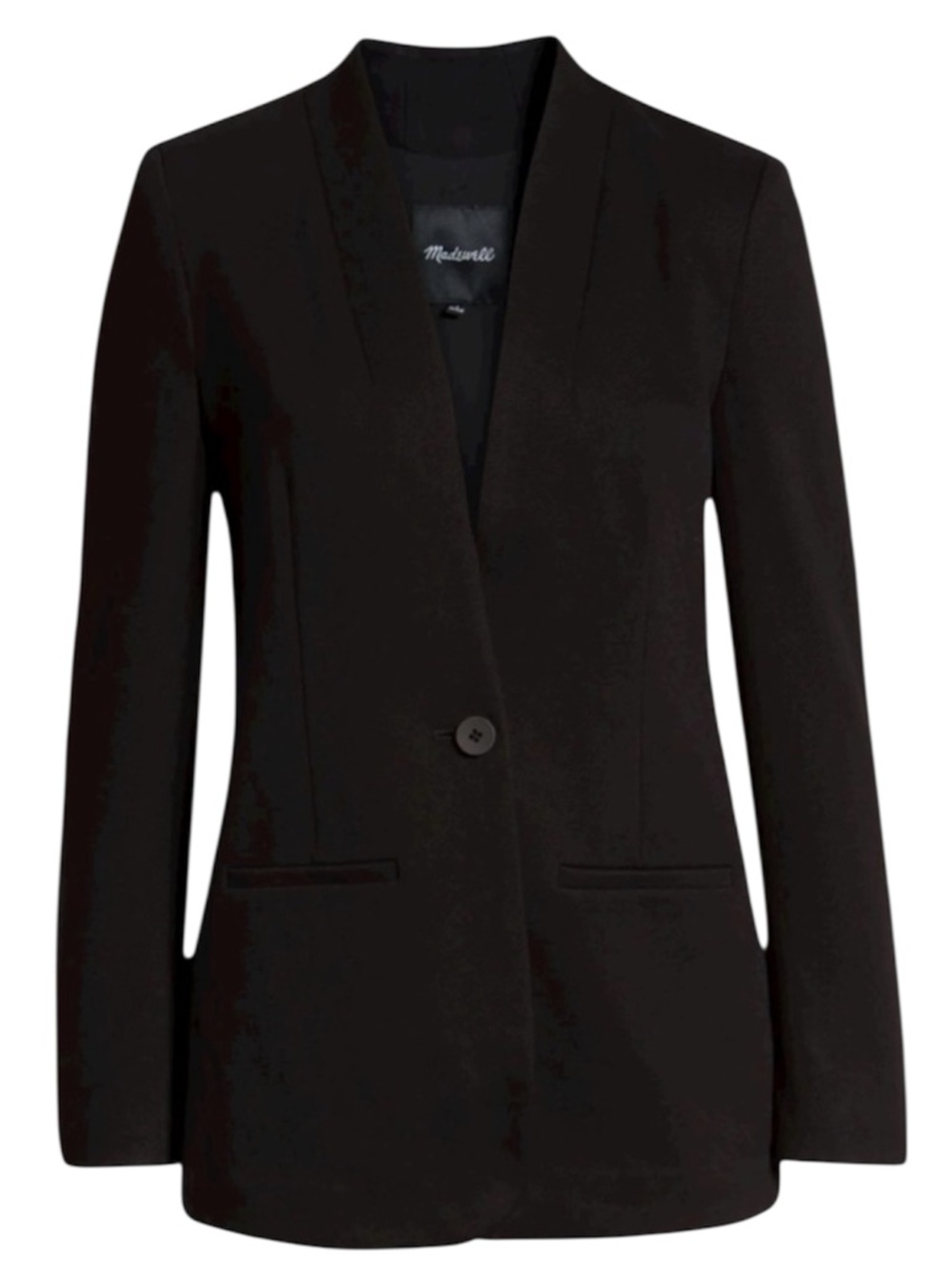 Madewell Black Tribune Collarless Single-Button Front Closure Blazer Size 6